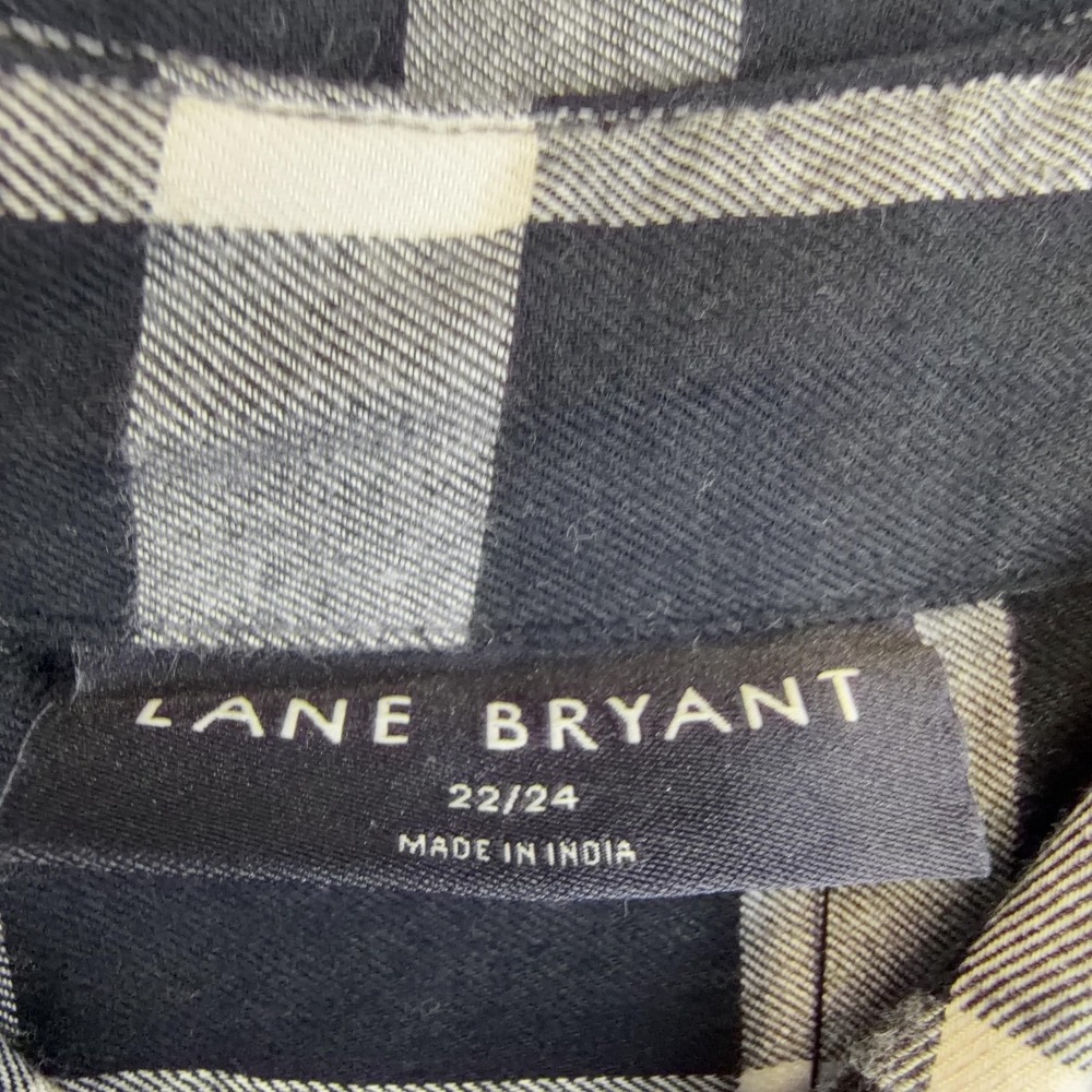 Lane Bryant Shirt Womens 22/24 Black Plaid Button Up Long Sleeve No Peek Tunic - Picture 10 of 14